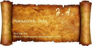 Hanuszek Ada névjegykártya